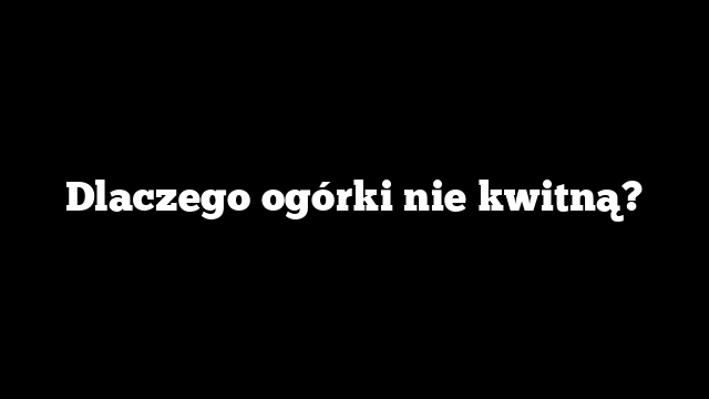 Dlaczego ogórki nie kwitną?