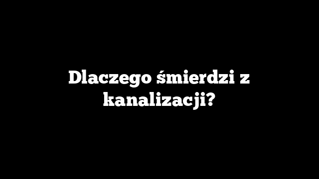 Dlaczego śmierdzi z kanalizacji?
