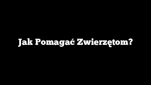 Jak Pomagać Zwierzętom?