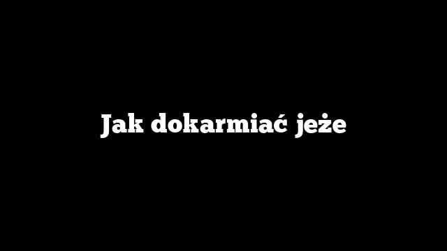 Jak dokarmiać jeże