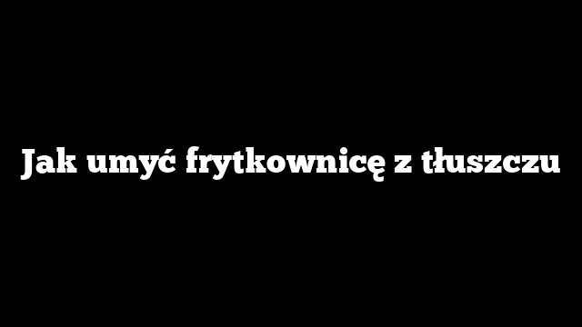 Jak umyć frytkownicę z tłuszczu