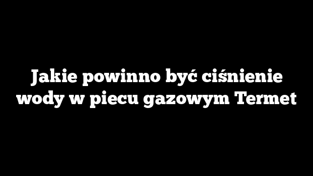 Jakie powinno być ciśnienie wody w piecu gazowym Termet