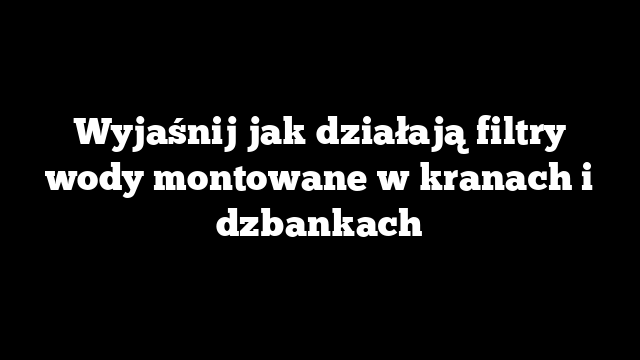 Wyjaśnij jak działają filtry wody montowane w kranach i dzbankach